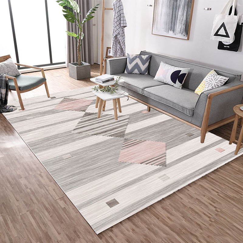 Nordic Hotel Area Rug Multi Colored Geometric Indoor Rug Synthetics Anti-Slip Stain Resistant Washable Rug Gray-Pink Clearhalo 'Area Rug' 'Modern' 'Rugs' Rug' 2199570