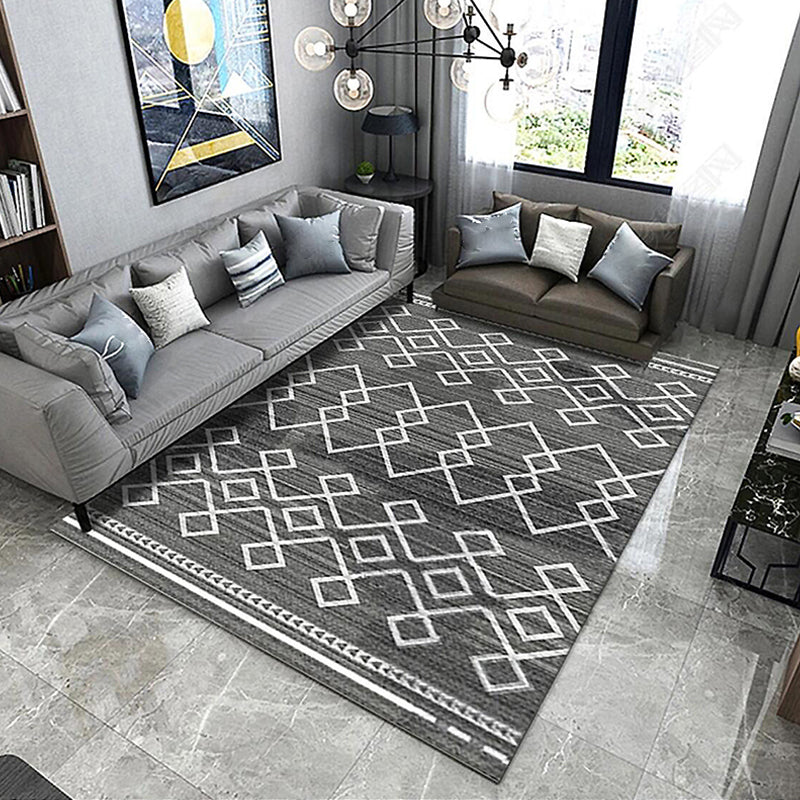 Nordic Hotel Area Rug Multi Colored Geometric Indoor Rug Synthetics Anti-Slip Stain Resistant Washable Rug Dark Gray Clearhalo 'Area Rug' 'Modern' 'Rugs' Rug' 2199573