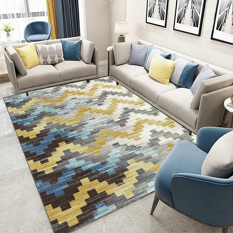 Nordic Hotel Area Rug Multi Colored Geometric Indoor Rug Synthetics Anti-Slip Stain Resistant Washable Rug Clearhalo 'Area Rug' 'Modern' 'Rugs' Rug' 2199575