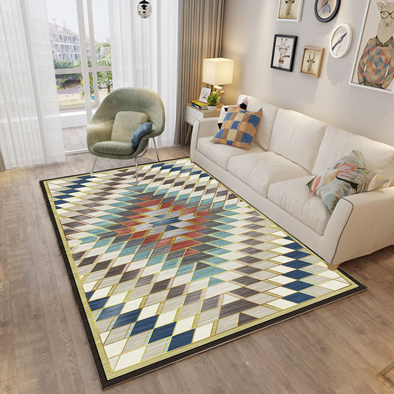 Nordic Hotel Area Rug Multi Colored Geometric Indoor Rug Synthetics Anti-Slip Stain Resistant Washable Rug Yellow Clearhalo 'Area Rug' 'Modern' 'Rugs' Rug' 2199585