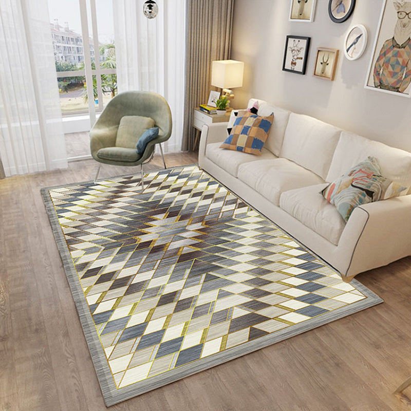 Nordic Hotel Area Rug Multi Colored Geometric Indoor Rug Synthetics Anti-Slip Stain Resistant Washable Rug Brown Clearhalo 'Area Rug' 'Modern' 'Rugs' Rug' 2199588