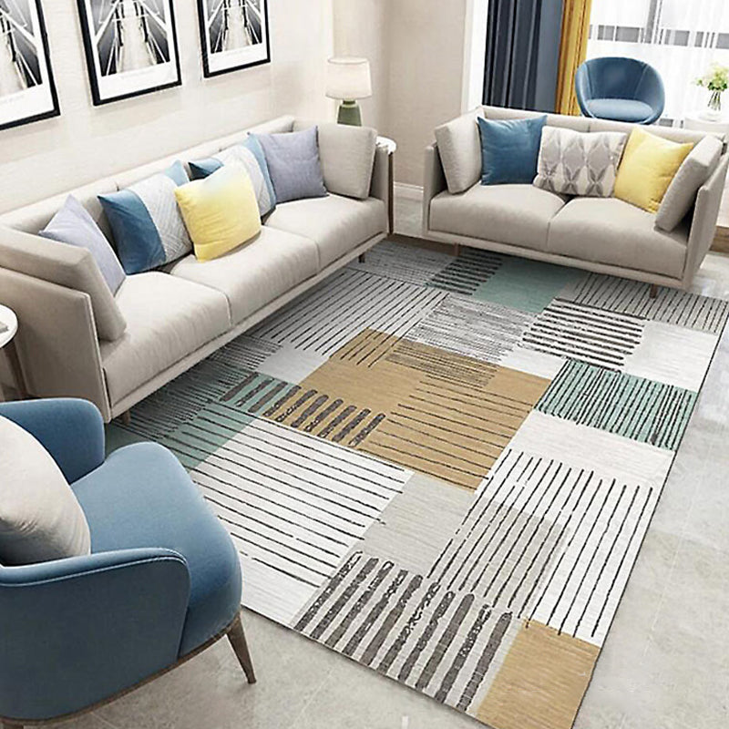 Nordic Hotel Area Rug Multi Colored Geometric Indoor Rug Synthetics Anti-Slip Stain Resistant Washable Rug Clearhalo 'Area Rug' 'Modern' 'Rugs' Rug' 2199590