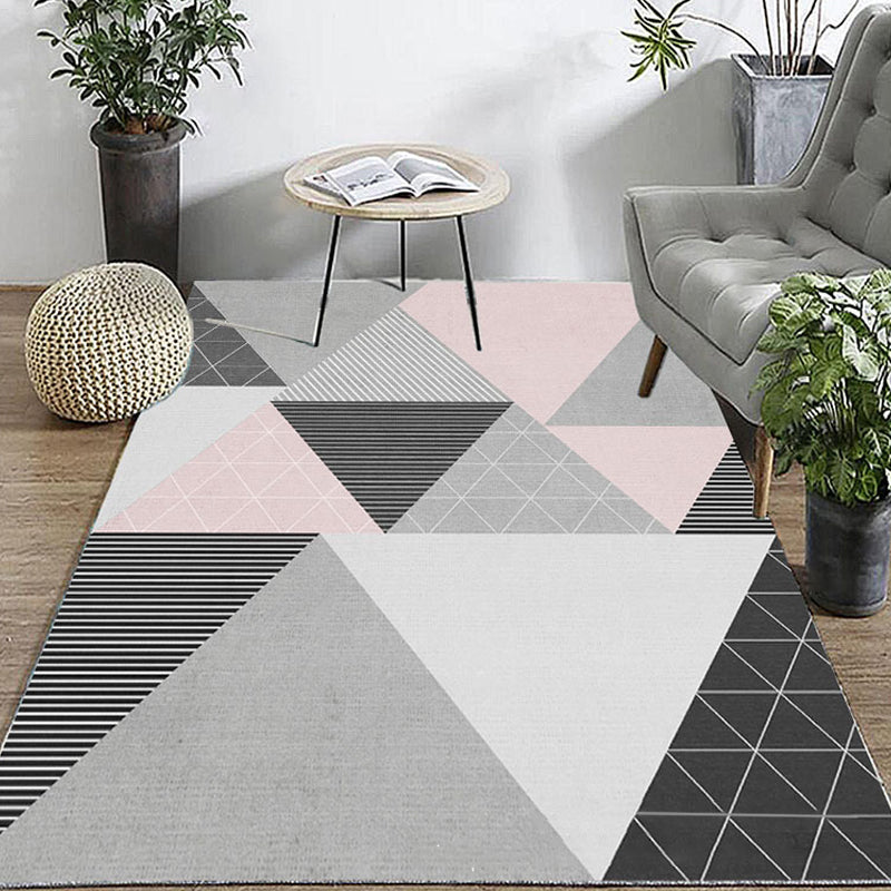 Nordic Hotel Area Rug Multi Colored Geometric Indoor Rug Synthetics Anti-Slip Stain Resistant Washable Rug Clearhalo 'Area Rug' 'Modern' 'Rugs' Rug' 2199593