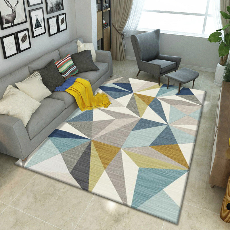 Multicolor Geometrical Color Block Rug Polyester Nordic Rug Pet Friendly Anti-Slip Washable Rug for Great Room Aqua Clearhalo 'Area Rug' 'Modern' 'Rugs' Rug' 2199599