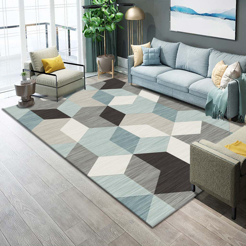 Multicolor Geometrical Color Block Rug Polyester Nordic Rug Pet Friendly Anti-Slip Washable Rug for Great Room Green Clearhalo 'Area Rug' 'Modern' 'Rugs' Rug' 2199609