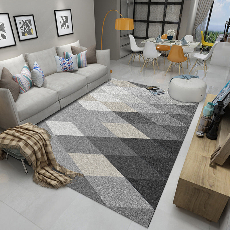 Minimalistic Living Room Rug Multicolor Geometric Line Print Rug Polypropylene Stain Resistant Anti-Slip Pet Friendly Rug Dark Gray-White Clearhalo 'Area Rug' 'Modern' 'Rugs' Rug' 2199639