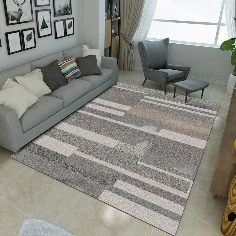 Minimalistic Living Room Rug Multicolor Geometric Line Print Rug Polypropylene Stain Resistant Anti-Slip Pet Friendly Rug Brown Clearhalo 'Area Rug' 'Modern' 'Rugs' Rug' 2199640