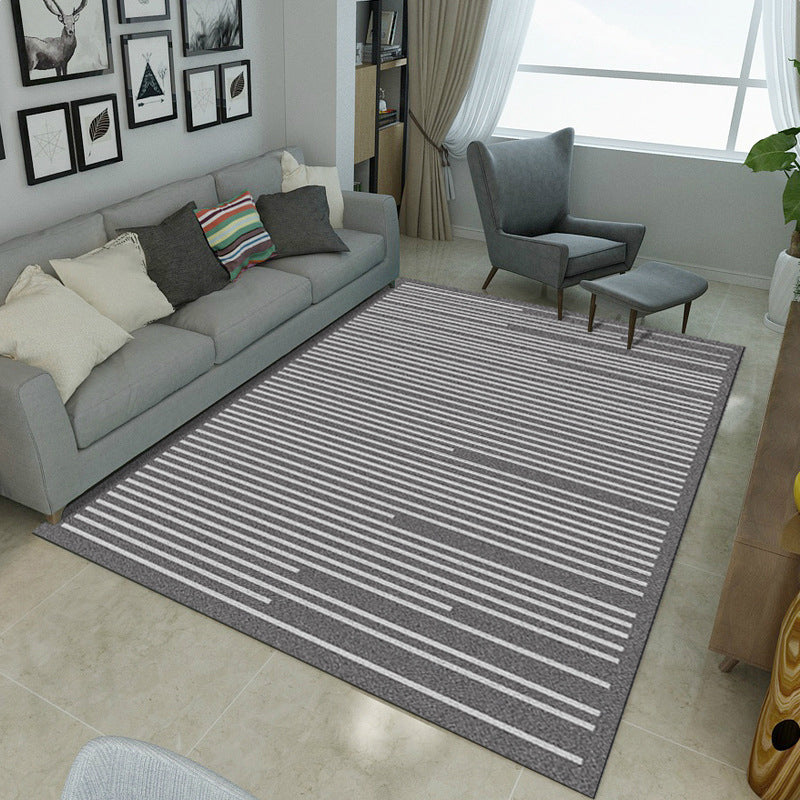 Minimalistic Living Room Rug Multicolor Geometric Line Print Rug Polypropylene Stain Resistant Anti-Slip Pet Friendly Rug Grey Clearhalo 'Area Rug' 'Modern' 'Rugs' Rug' 2199643