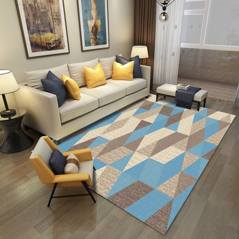 Multicolor Modern Rug Polyester Graphic Print Area Carpet Machine Washable Anti-Slip Backing Stain Resistant Rug for Family Room Blue Clearhalo 'Area Rug' 'Modern' 'Rugs' Rug' 2199768
