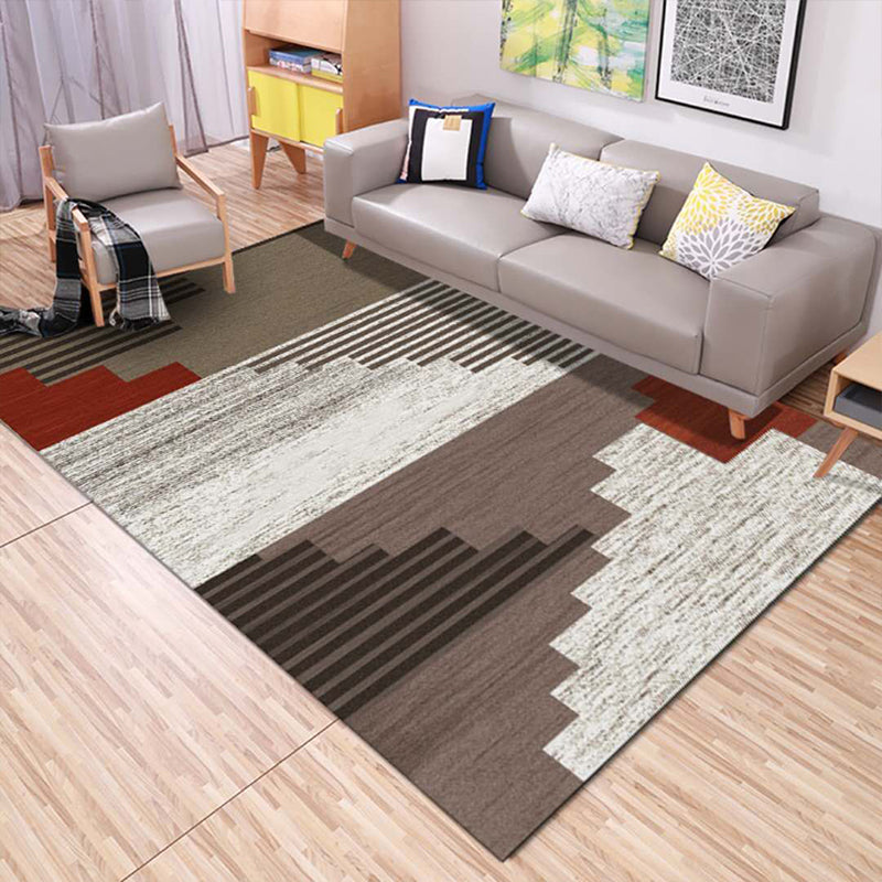 Multicolor Modern Rug Polyester Graphic Print Area Carpet Machine Washable Anti-Slip Backing Stain Resistant Rug for Family Room Brown Clearhalo 'Area Rug' 'Modern' 'Rugs' Rug' 2199777
