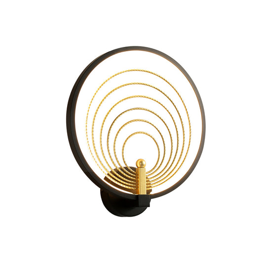 Bedroom LED Sconce Light Fixture Black/White Bedside Wall Light Sconce with Halo-Ring Acrylic Shade Clearhalo 'Modern wall lights' 'Modern' 'Wall Lamps & Sconces' 'Wall Lights' Lighting' 220020