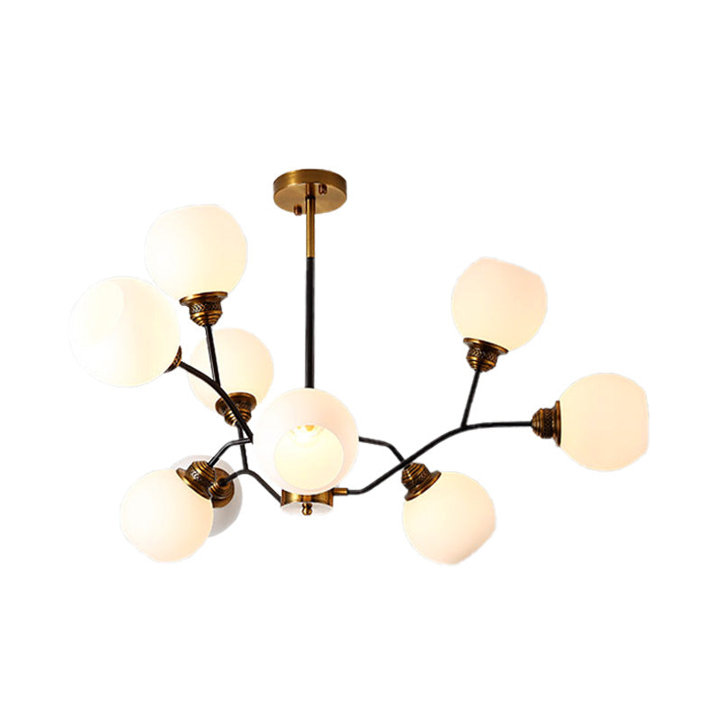 Branch Pendant Chandelier Contemporary Milk Glass 9/12/15 Lights Gold Hanging Pendant Light Clearhalo 'Ceiling Lights' 'Chandeliers' 'Glass shade' 'Glass' 'Modern Chandeliers' 'Modern' Lighting' 220080