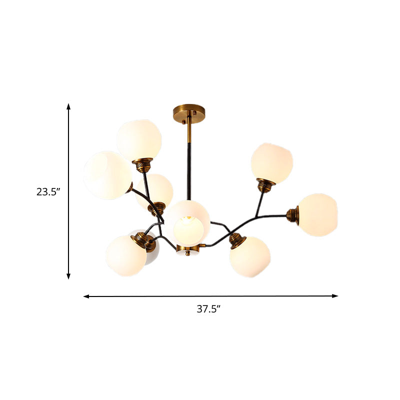 Branch Pendant Chandelier Contemporary Milk Glass 9/12/15 Lights Gold Hanging Pendant Light Clearhalo 'Ceiling Lights' 'Chandeliers' 'Glass shade' 'Glass' 'Modern Chandeliers' 'Modern' Lighting' 220081