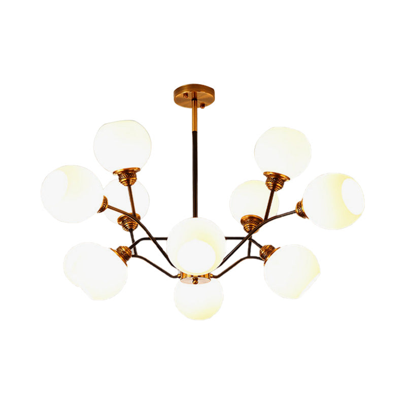 Branch Pendant Chandelier Contemporary Milk Glass 9/12/15 Lights Gold Hanging Pendant Light Clearhalo 'Ceiling Lights' 'Chandeliers' 'Glass shade' 'Glass' 'Modern Chandeliers' 'Modern' Lighting' 220084