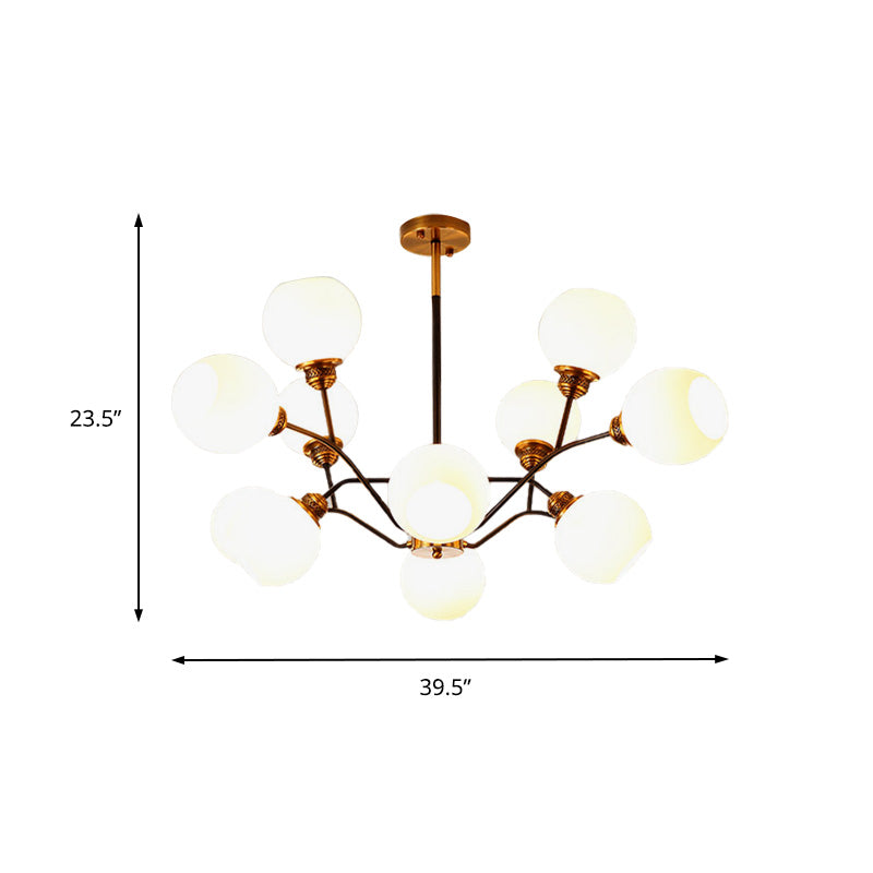 Branch Pendant Chandelier Contemporary Milk Glass 9/12/15 Lights Gold Hanging Pendant Light Clearhalo 'Ceiling Lights' 'Chandeliers' 'Glass shade' 'Glass' 'Modern Chandeliers' 'Modern' Lighting' 220085