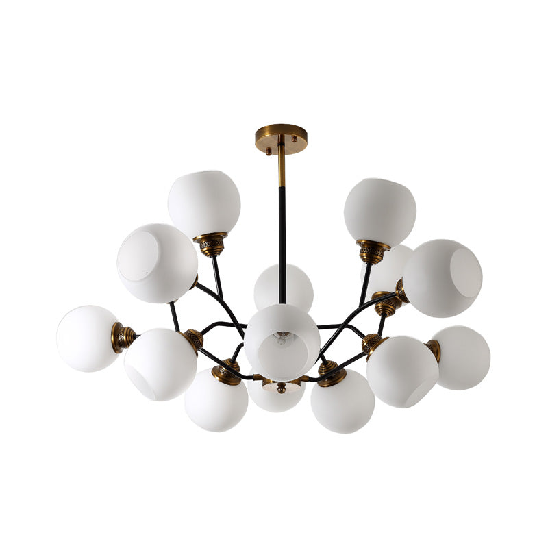 Branch Pendant Chandelier Contemporary Milk Glass 9/12/15 Lights Gold Hanging Pendant Light Clearhalo 'Ceiling Lights' 'Chandeliers' 'Glass shade' 'Glass' 'Modern Chandeliers' 'Modern' Lighting' 220088