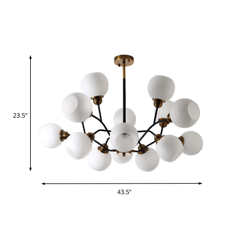 Branch Pendant Chandelier Contemporary Milk Glass 9/12/15 Lights Gold Hanging Pendant Light Clearhalo 'Ceiling Lights' 'Chandeliers' 'Glass shade' 'Glass' 'Modern Chandeliers' 'Modern' Lighting' 220089