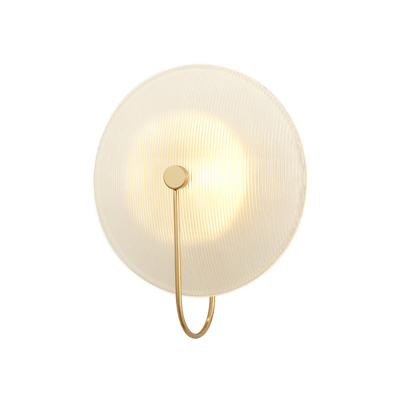 Gold/Black Armed Wall Sconce Minimalist Prismatic Glass 1 Light Bell Shaped Wall Mounted Lamp Clearhalo 'Cast Iron' 'Glass' 'Industrial' 'Modern wall lights' 'Modern' 'Tiffany' 'Traditional wall lights' 'Wall Lamps & Sconces' 'Wall Lights' Lighting' 220098