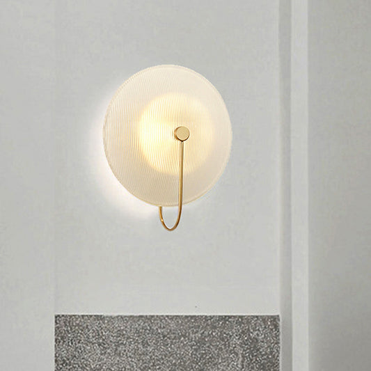 Gold/Black Armed Wall Sconce Minimalist Prismatic Glass 1 Light Bell Shaped Wall Mounted Lamp Clearhalo 'Cast Iron' 'Glass' 'Industrial' 'Modern wall lights' 'Modern' 'Tiffany' 'Traditional wall lights' 'Wall Lamps & Sconces' 'Wall Lights' Lighting' 220102