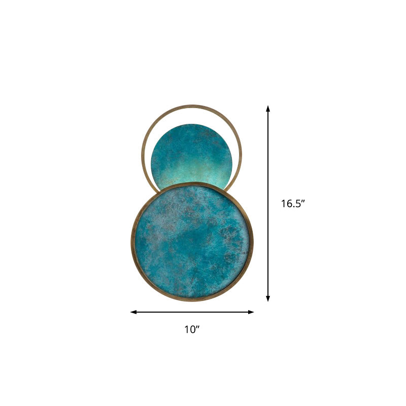 Decorative Blue Glass Sconce Light 16.5" Height Round LED Sconce Lighting in Warm/White Light Clearhalo 'Cast Iron' 'Glass' 'Industrial' 'Modern wall lights' 'Modern' 'Tiffany' 'Traditional wall lights' 'Wall Lamps & Sconces' 'Wall Lights' Lighting' 220137