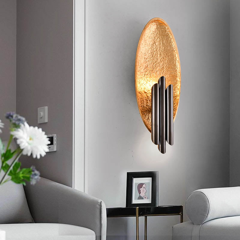 Silver/Gold Oval Wall Sconce Lighting Postmodernist LED Resin Wall Mounted Light Fixture, 18" Height Gold Clearhalo 'Wall Lamps & Sconces' 'Wall Lights' Lighting' 220144