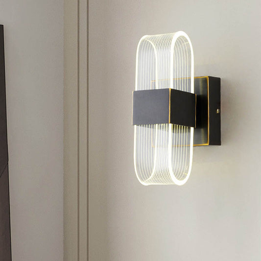 Mini Oblong Sconce Light Simple Acrylic 1/2-Light Black Wall Mounted Light with Integrated LED 1.0 Black Clearhalo 'Modern wall lights' 'Modern' 'Wall Lamps & Sconces' 'Wall Lights' Lighting' 220147