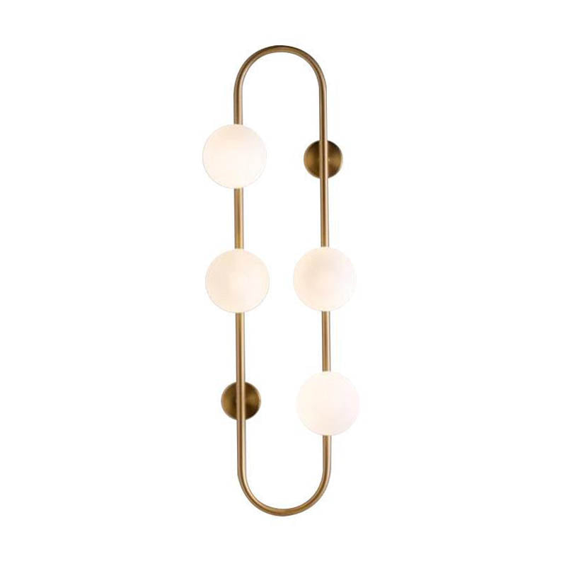 Modern Globe Wall Sconce Matte White Glass 4-Light Bedroom Wall Lighting Ideas in Black/Gold with Oblong Hanging Rod Clearhalo 'Cast Iron' 'Glass' 'Industrial' 'Modern wall lights' 'Modern' 'Tiffany' 'Traditional wall lights' 'Wall Lamps & Sconces' 'Wall Lights' Lighting' 220157