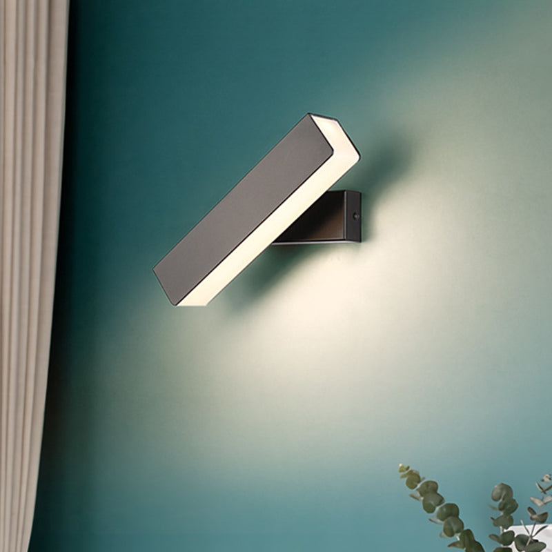 Simple Black/White Linear LED Wall Sconce Light Rotatable Acrylic Wall Light Sconce in Warm/White Light Black Clearhalo 'Wall Lamps & Sconces' 'Wall Lights' Lighting' 220203