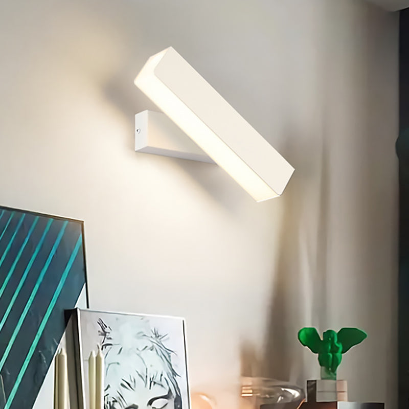 Simple Black/White Linear LED Wall Sconce Light Rotatable Acrylic Wall Light Sconce in Warm/White Light White Clearhalo 'Wall Lamps & Sconces' 'Wall Lights' Lighting' 220208