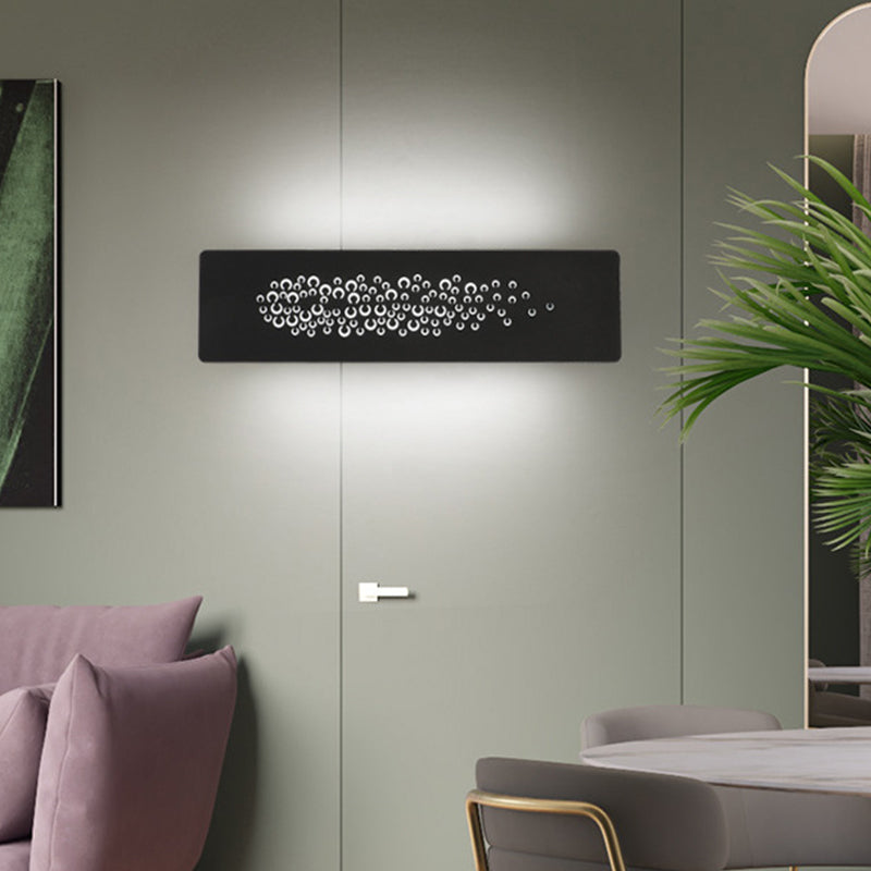 Linear LED Wall Sconce Minimalist 12" Wide Iron Shaded Up and Down Wall Mount Lamp in Black/White Clearhalo 'Cast Iron' 'Glass' 'Industrial' 'Modern wall lights' 'Modern' 'Tiffany' 'Traditional wall lights' 'Wall Lamps & Sconces' 'Wall Lights' Lighting' 220229