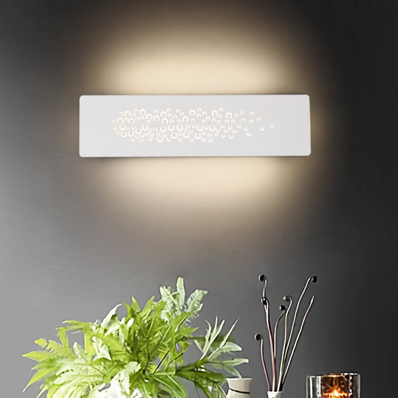 Linear LED Wall Sconce Minimalist 12" Wide Iron Shaded Up and Down Wall Mount Lamp in Black/White White Clearhalo 'Cast Iron' 'Glass' 'Industrial' 'Modern wall lights' 'Modern' 'Tiffany' 'Traditional wall lights' 'Wall Lamps & Sconces' 'Wall Lights' Lighting' 220233