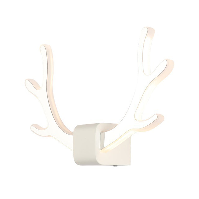 Acrylic Antlers Wall Lighting Fixture Modern Black/White LED Sconce Lamp with Pull Chain, Warm/White Light Clearhalo 'Cast Iron' 'Glass' 'Industrial' 'Modern wall lights' 'Modern' 'Tiffany' 'Traditional wall lights' 'Wall Lamps & Sconces' 'Wall Lights' Lighting' 220245