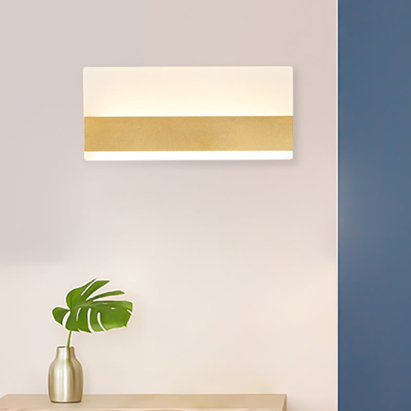 Simplicity Cuboid LED Wall Sconce Acrylic Golden Wall Mounted Lamp in White/Warm Light Gold Warm Clearhalo 'Modern wall lights' 'Modern' 'Wall Lamps & Sconces' 'Wall Lights' Lighting' 220247