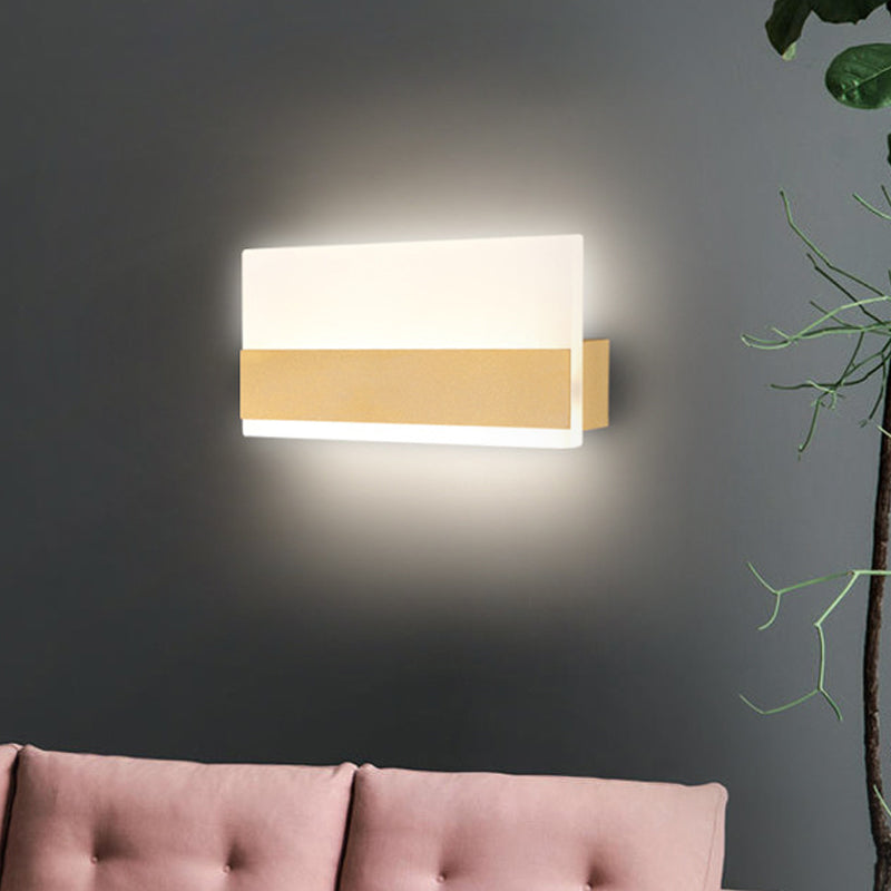 Simplicity Cuboid LED Wall Sconce Acrylic Golden Wall Mounted Lamp in White/Warm Light Clearhalo 'Modern wall lights' 'Modern' 'Wall Lamps & Sconces' 'Wall Lights' Lighting' 220248