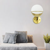 Rotatable Globe Wall Sconce Postmodern Matte White Glass Golden Wall Mounted Lamp Clearhalo 'Cast Iron' 'Glass' 'Industrial' 'Modern wall lights' 'Modern' 'Tiffany' 'Traditional wall lights' 'Wall Lamps & Sconces' 'Wall Lights' Lighting' 220269