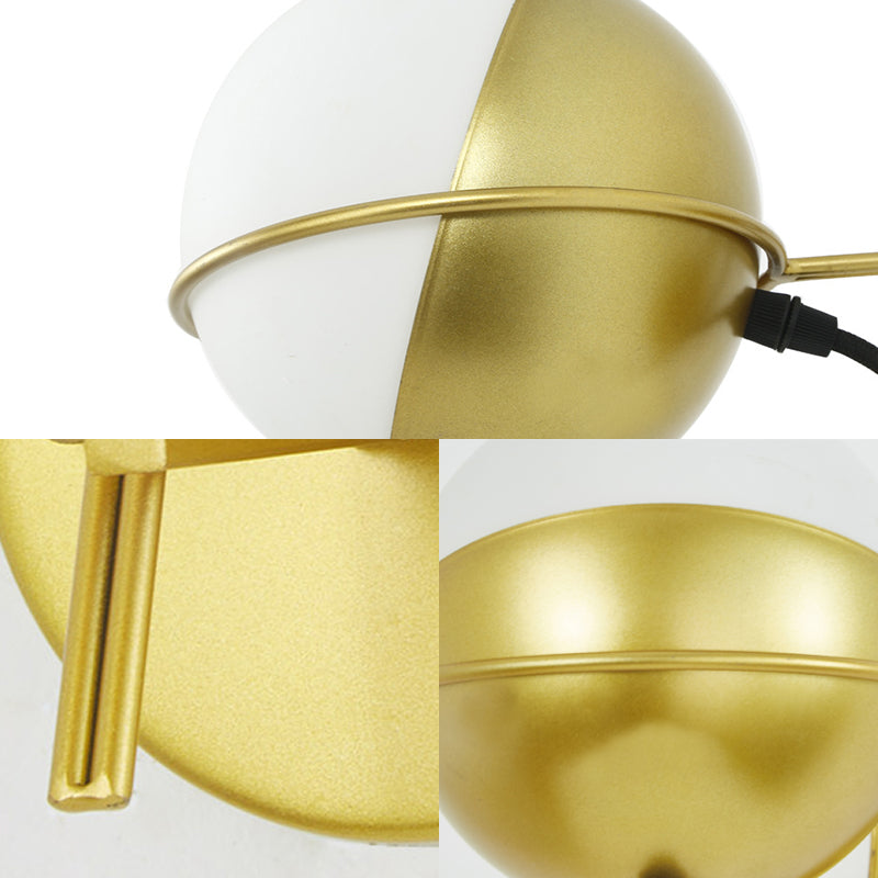 Rotatable Globe Wall Sconce Postmodern Matte White Glass Golden Wall Mounted Lamp Clearhalo 'Cast Iron' 'Glass' 'Industrial' 'Modern wall lights' 'Modern' 'Tiffany' 'Traditional wall lights' 'Wall Lamps & Sconces' 'Wall Lights' Lighting' 220272