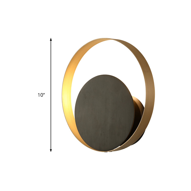 Metallic Orbit Sconce Light Simplicity Single Light Golden Wall Mounted Lighting Clearhalo 'Cast Iron' 'Glass' 'Industrial' 'Modern wall lights' 'Modern' 'Tiffany' 'Traditional wall lights' 'Wall Lamps & Sconces' 'Wall Lights' Lighting' 220289