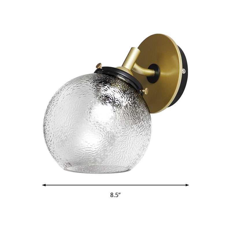 Water Glass Exposed Ball Wall Sconce Minimal 1 Light Living Room Wall Mounted Lamp in Gold Clearhalo 'Cast Iron' 'Glass' 'Industrial' 'Modern wall lights' 'Modern' 'Tiffany' 'Traditional wall lights' 'Wall Lamps & Sconces' 'Wall Lights' Lighting' 220295