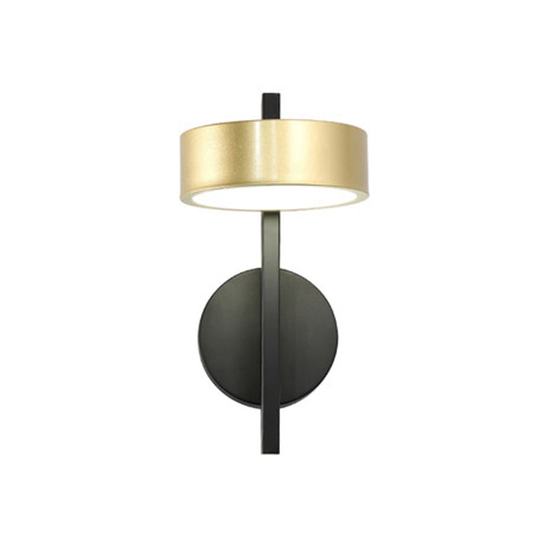 Modern Cylinder Metallic Reading Lamp Black and Gold Integrated LED Sconce Light Fixture, White Light Clearhalo 'Cast Iron' 'Glass' 'Industrial' 'Modern wall lights' 'Modern' 'Tiffany' 'Traditional wall lights' 'Wall Lamps & Sconces' 'Wall Lights' Lighting' 220300