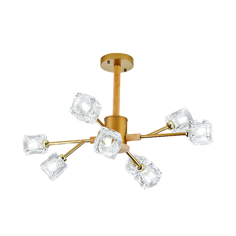 Gold/Grey Branch Chandelier Lamp Modernism Crystal 8/12 Bulbs Hanging Light Fixture Clearhalo 'Ceiling Lights' 'Chandeliers' 'Glass shade' 'Glass' 'Modern Chandeliers' 'Modern' Lighting' 220306