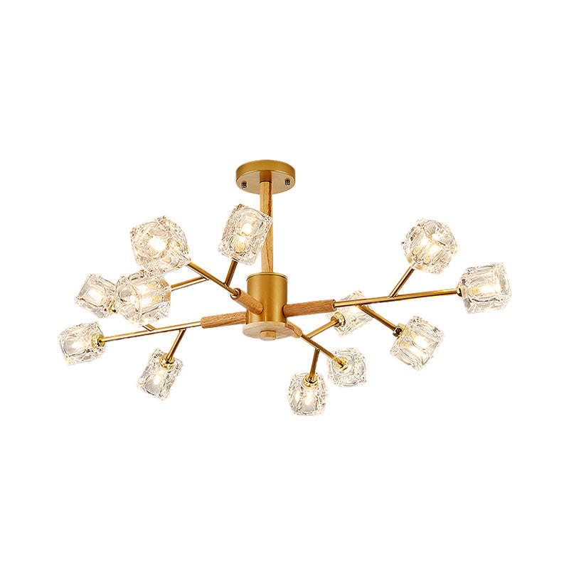 Gold/Grey Branch Chandelier Lamp Modernism Crystal 8/12 Bulbs Hanging Light Fixture Clearhalo 'Ceiling Lights' 'Chandeliers' 'Glass shade' 'Glass' 'Modern Chandeliers' 'Modern' Lighting' 220310