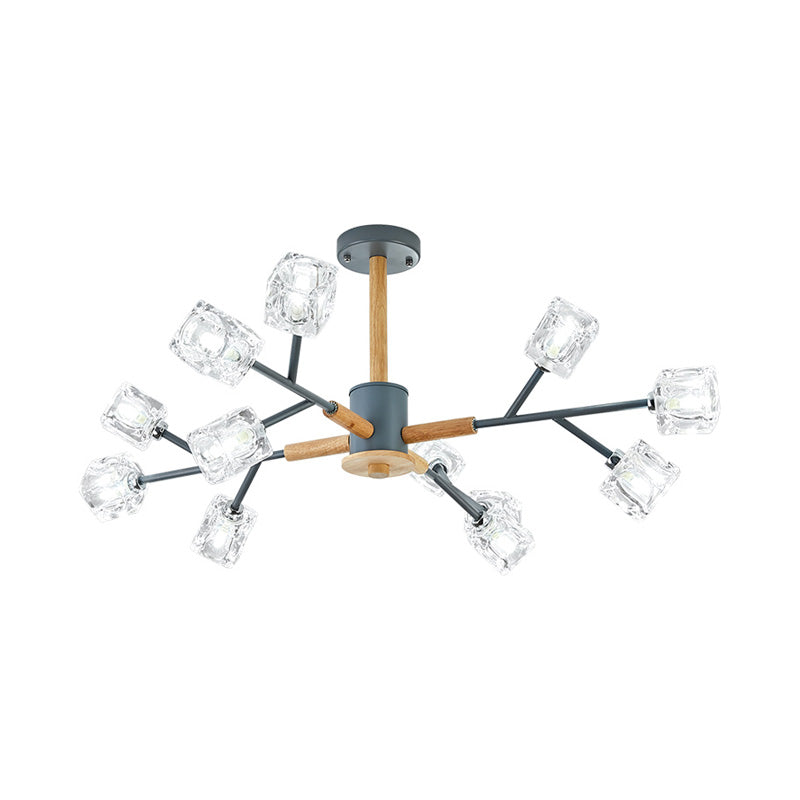 Gold/Grey Branch Chandelier Lamp Modernism Crystal 8/12 Bulbs Hanging Light Fixture Clearhalo 'Ceiling Lights' 'Chandeliers' 'Glass shade' 'Glass' 'Modern Chandeliers' 'Modern' Lighting' 220317