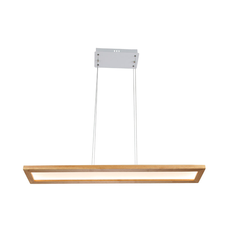 Beige Rectangle Ceiling Chandelier Minimalism Wood LED Pendant Light Fixture in White/Warm/Natural Light Clearhalo 'Ceiling Lights' 'Chandeliers' Lighting' options 220358