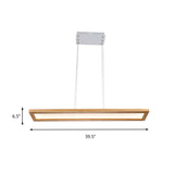 Beige Rectangle Ceiling Chandelier Minimalism Wood LED Pendant Light Fixture in White/Warm/Natural Light Clearhalo 'Ceiling Lights' 'Chandeliers' Lighting' options 220359