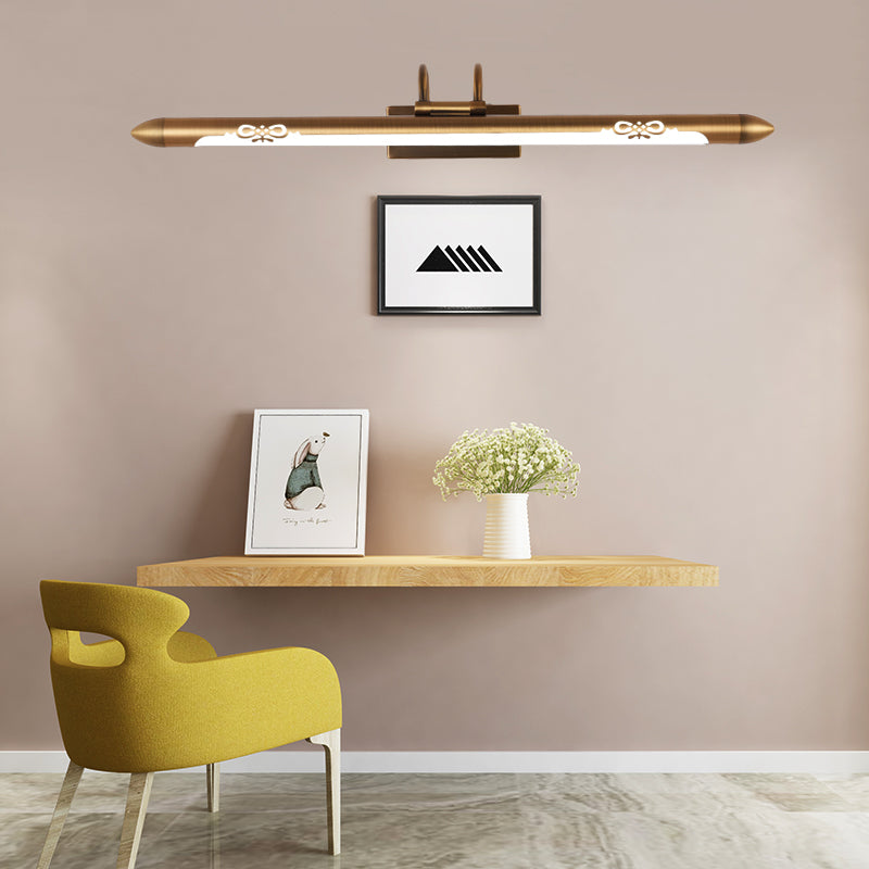 20.5"/25.5"/28" W LED Bronze/Brass Vanity Light Fixture Classic Metal Linear Sconce Lamp in White/Warm Light Clearhalo 'Vanity Lights' 'Wall Lights' Lighting' 220377