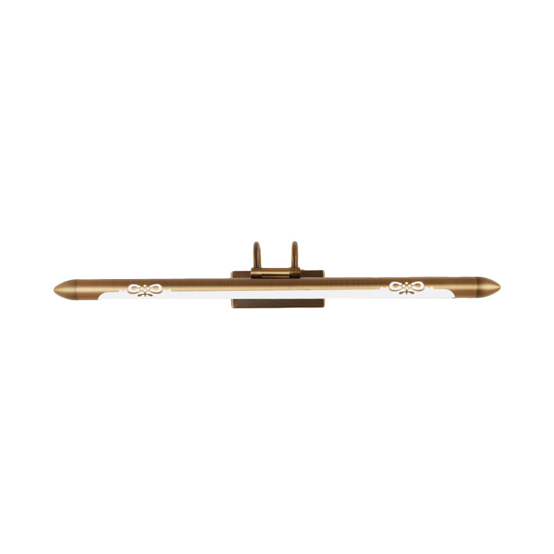 20.5"/25.5"/28" W LED Bronze/Brass Vanity Light Fixture Classic Metal Linear Sconce Lamp in White/Warm Light Clearhalo 'Vanity Lights' 'Wall Lights' Lighting' 220378