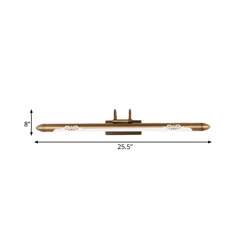 20.5"/25.5"/28" W LED Bronze/Brass Vanity Light Fixture Classic Metal Linear Sconce Lamp in White/Warm Light Clearhalo 'Vanity Lights' 'Wall Lights' Lighting' 220380