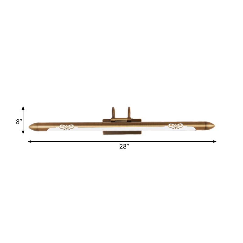 20.5"/25.5"/28" W LED Bronze/Brass Vanity Light Fixture Classic Metal Linear Sconce Lamp in White/Warm Light Clearhalo 'Vanity Lights' 'Wall Lights' Lighting' 220381