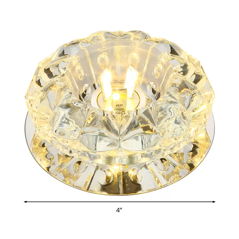 Petal Hallway Ceiling Lighting Beveled Crystal LED Modern Flush Light Fixture in Chrome Clearhalo 'Ceiling Lights' 'Close To Ceiling Lights' 'Close to ceiling' 'Flush mount' Lighting' 2204163