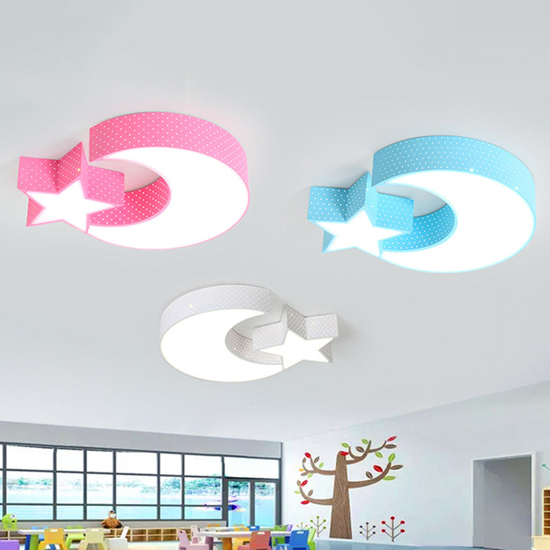 Moon and Star Kindergarten LED Flush Mount Acrylic Childrens Flushmount Ceiling Light Clearhalo 'Ceiling Lights' 'Close To Ceiling Lights' 'Close to ceiling' 'Flush mount' Lighting' 2204187